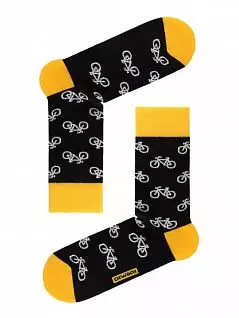 Двухцветные носки с принтом "Велосипед" Conte DTНсм17с151сп057 057_Черный/Желтый